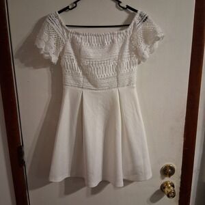 Francesca's Mini Dress Cottagecore White Lace Coquette Fairy XS EUC